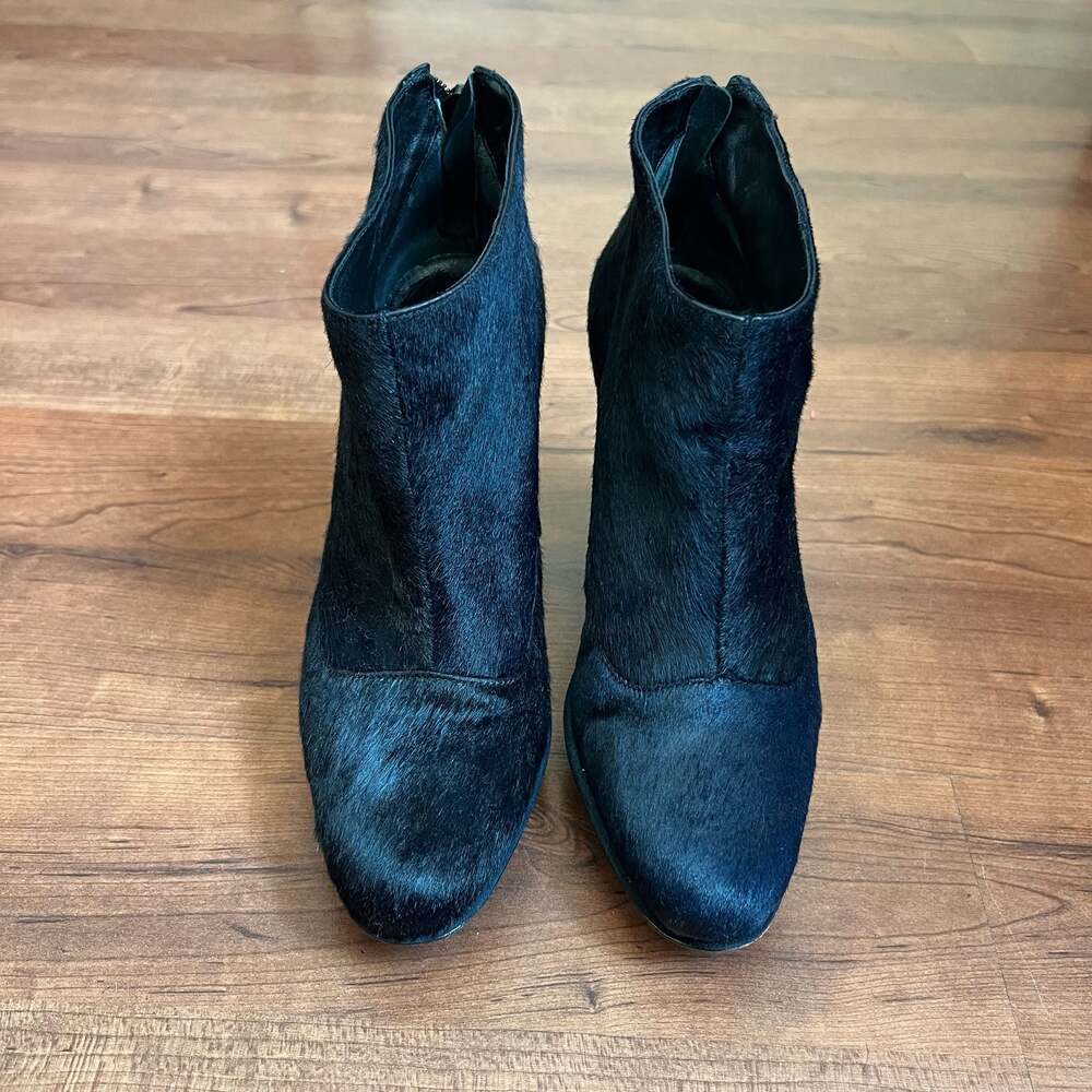Herve Leger Black Calf Hair Ankle Heel Booties Sz 7.5